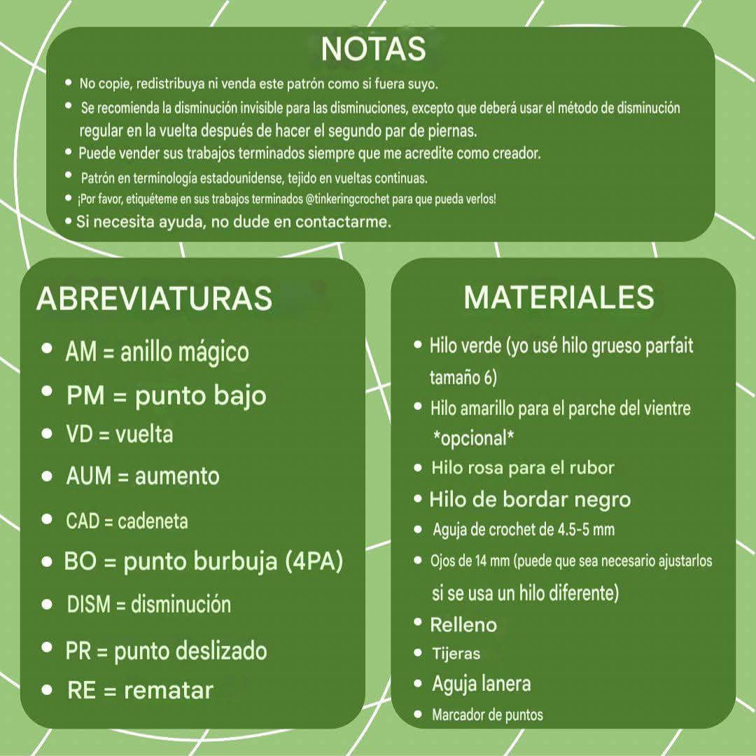 Patron de crochet: Francis la rana regordeta verde