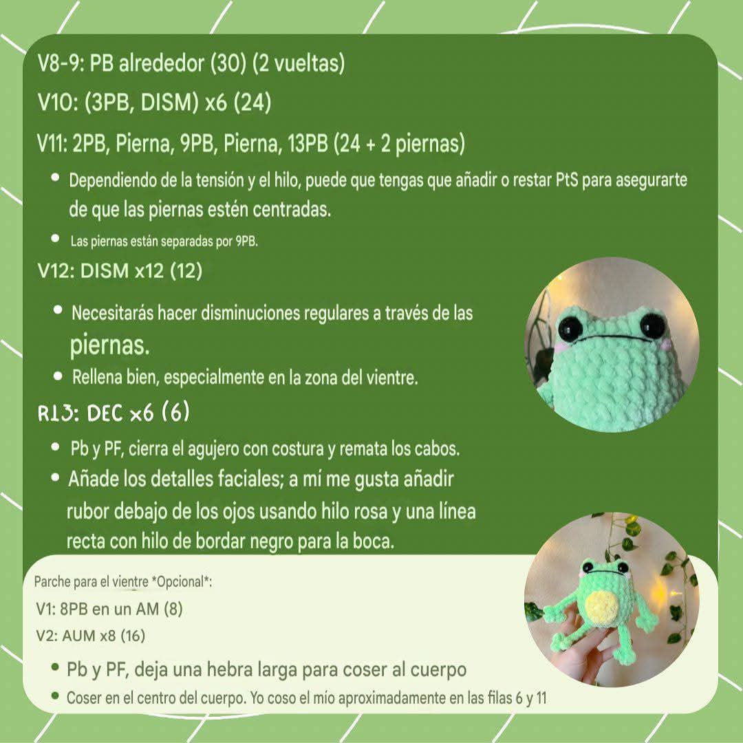 Patron de crochet: Francis la rana regordeta verde