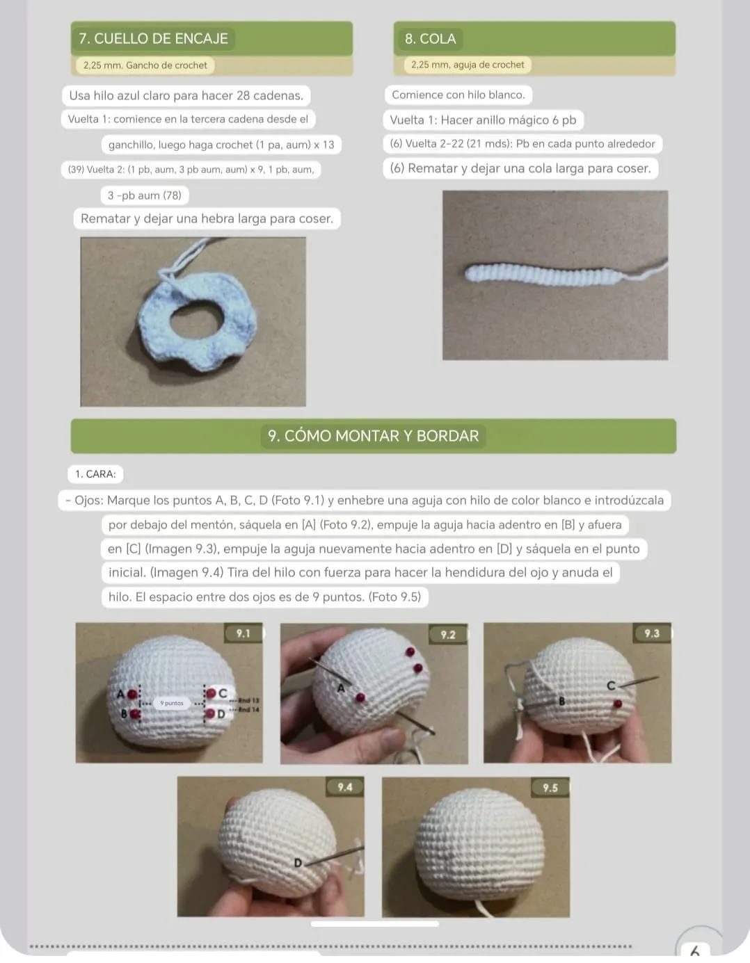 Patron de crochet Gatito blanco Kitty con collar azul