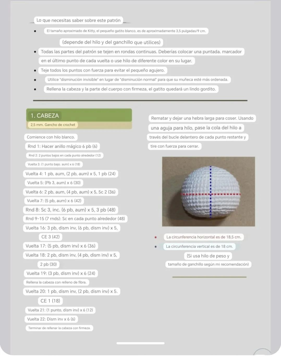 Patron de crochet Gatito blanco Kitty con collar azul