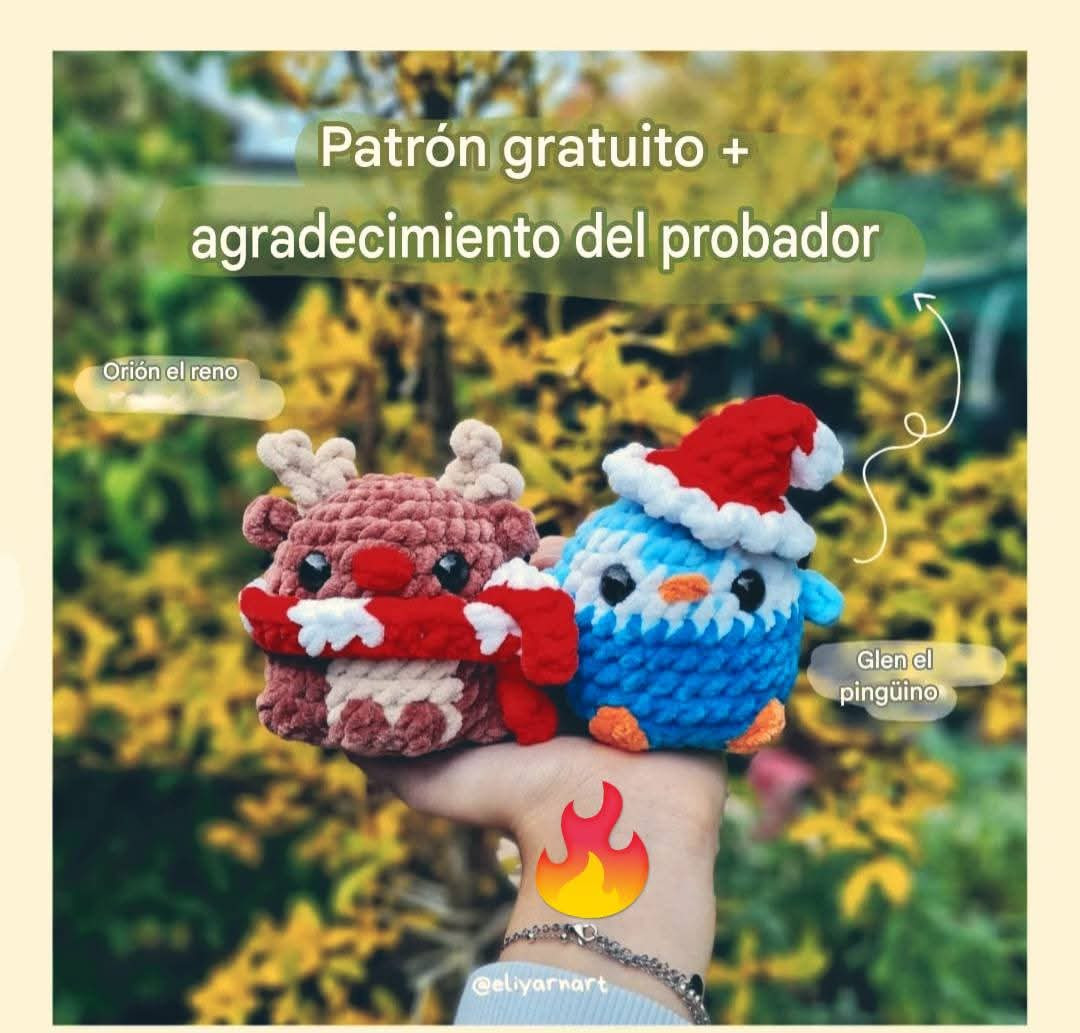 Patrón de crochet gratuito: Reno y Pingüino de Navidad