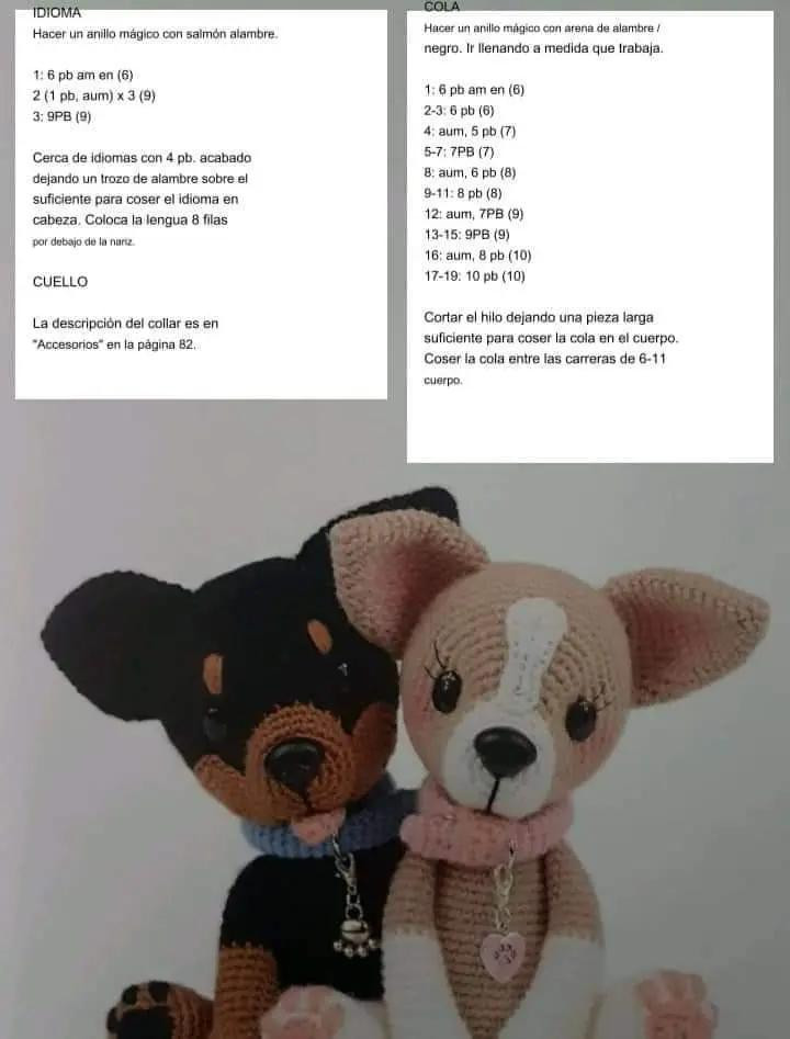 Patrón de Crochet para Amigurumi Perro Chihuahua y Rottweiler: Guía Paso a Paso