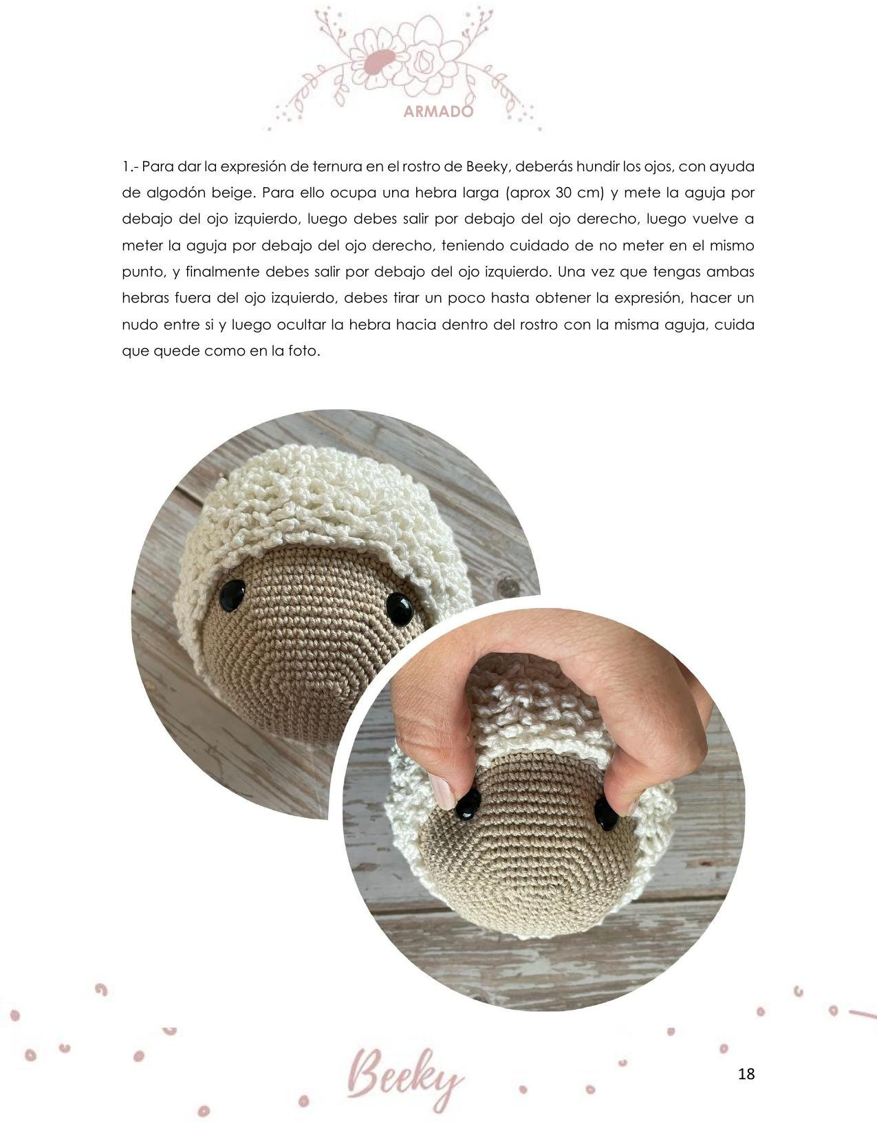 Patrón de crochet para Beeky la oveja amigurumi con instrucciones paso a paso