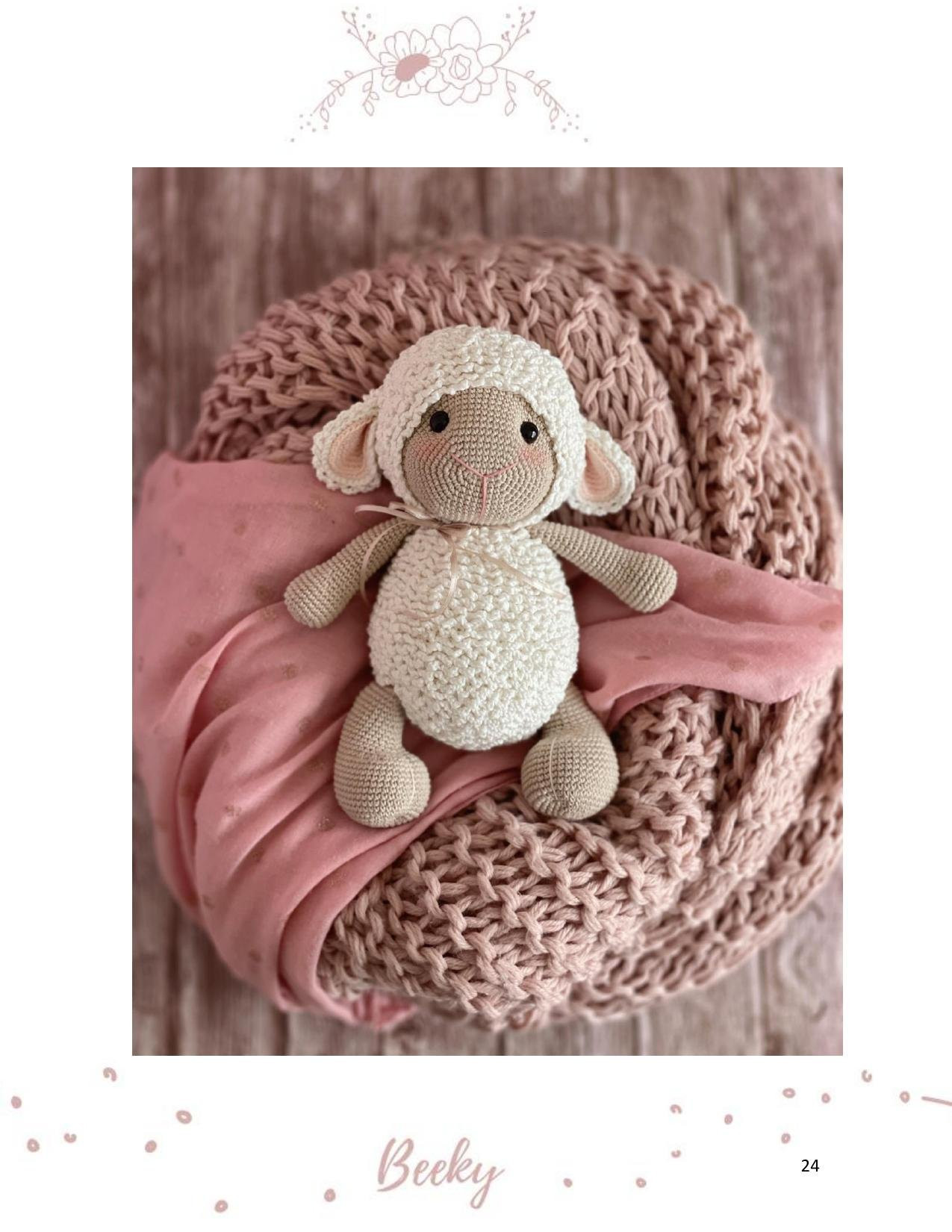 Patrón de crochet para Beeky la oveja amigurumi con instrucciones paso a paso
