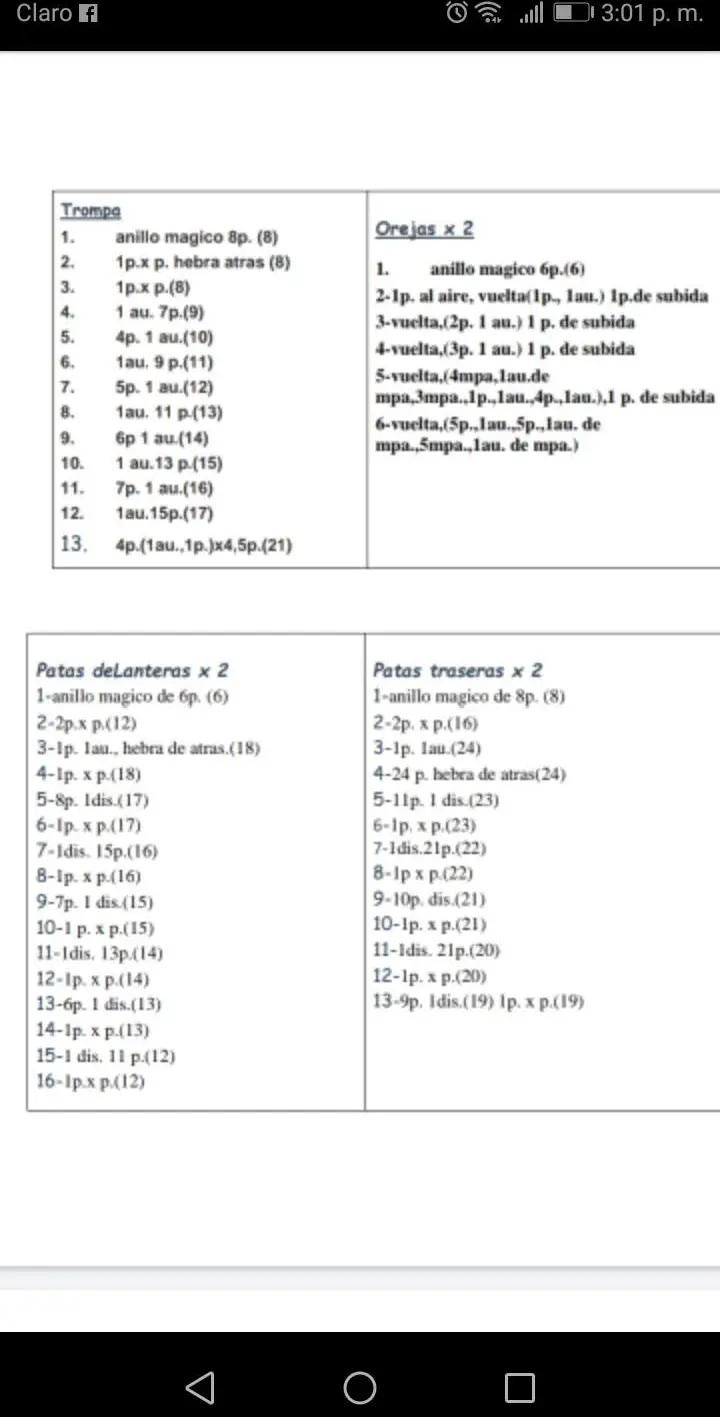Patrón de crochet para elefante bebé amigurumi hecho con hilo de algodón