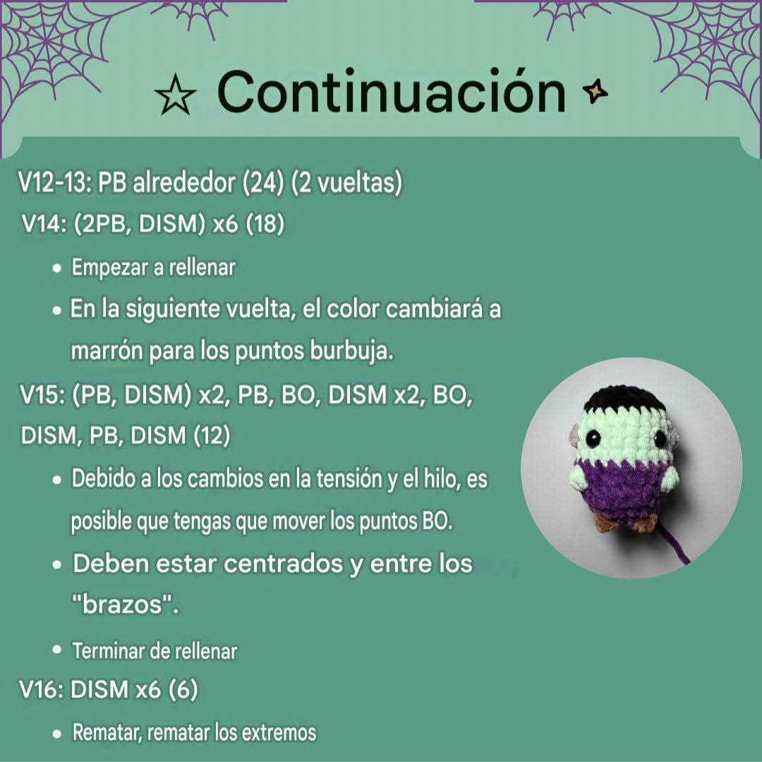 Patrón de Crochet para Frankie el Bebé Monstruo Amigurumi