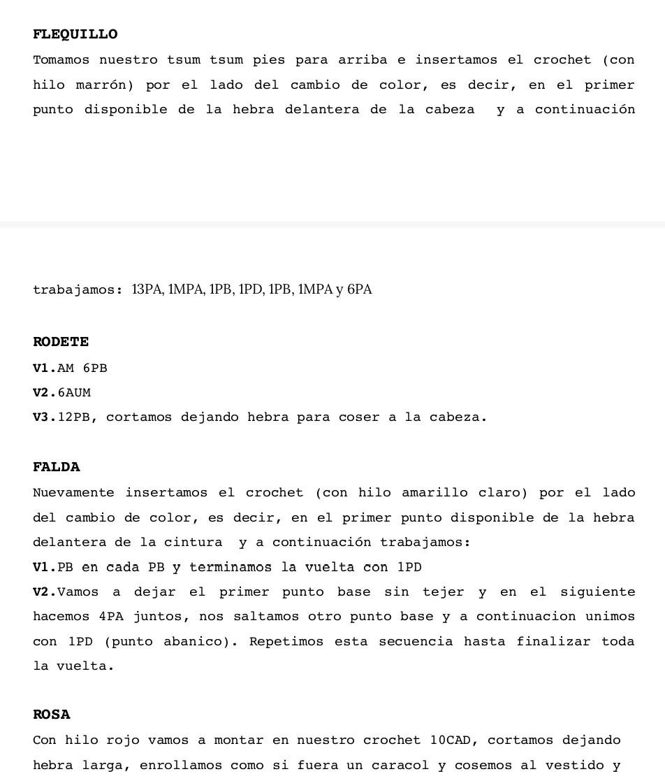 Patrón de crochet para llavero Tsum Tsum de Bella, La Bella y la Bestia