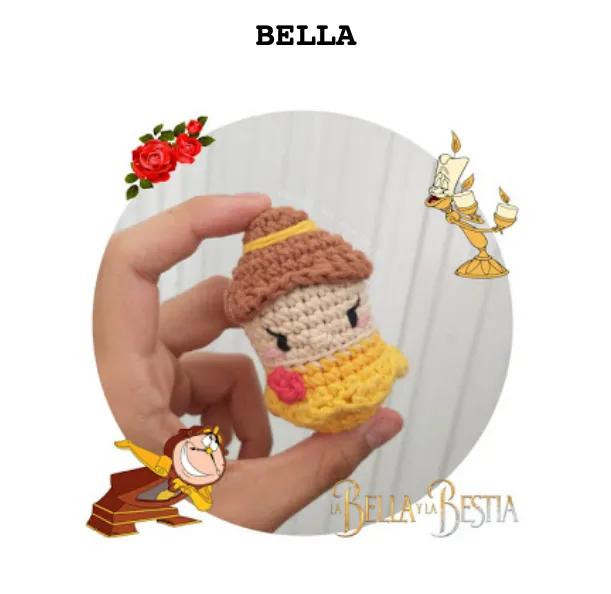 Patrón de crochet para llavero Tsum Tsum de Bella, La Bella y la Bestia