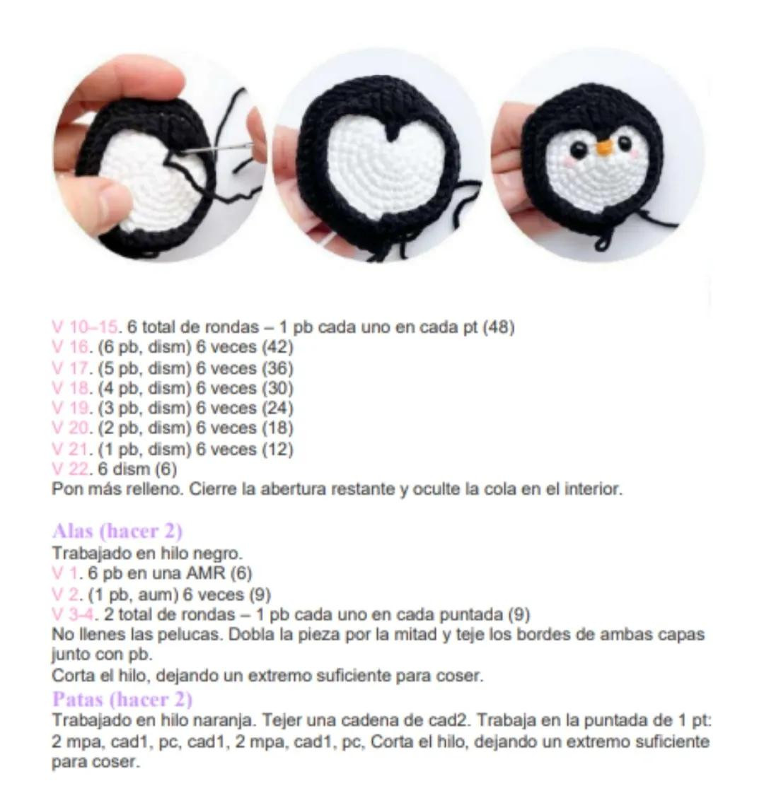 Patrón de Crochet para Pingüino Amigurumi con Sombrero