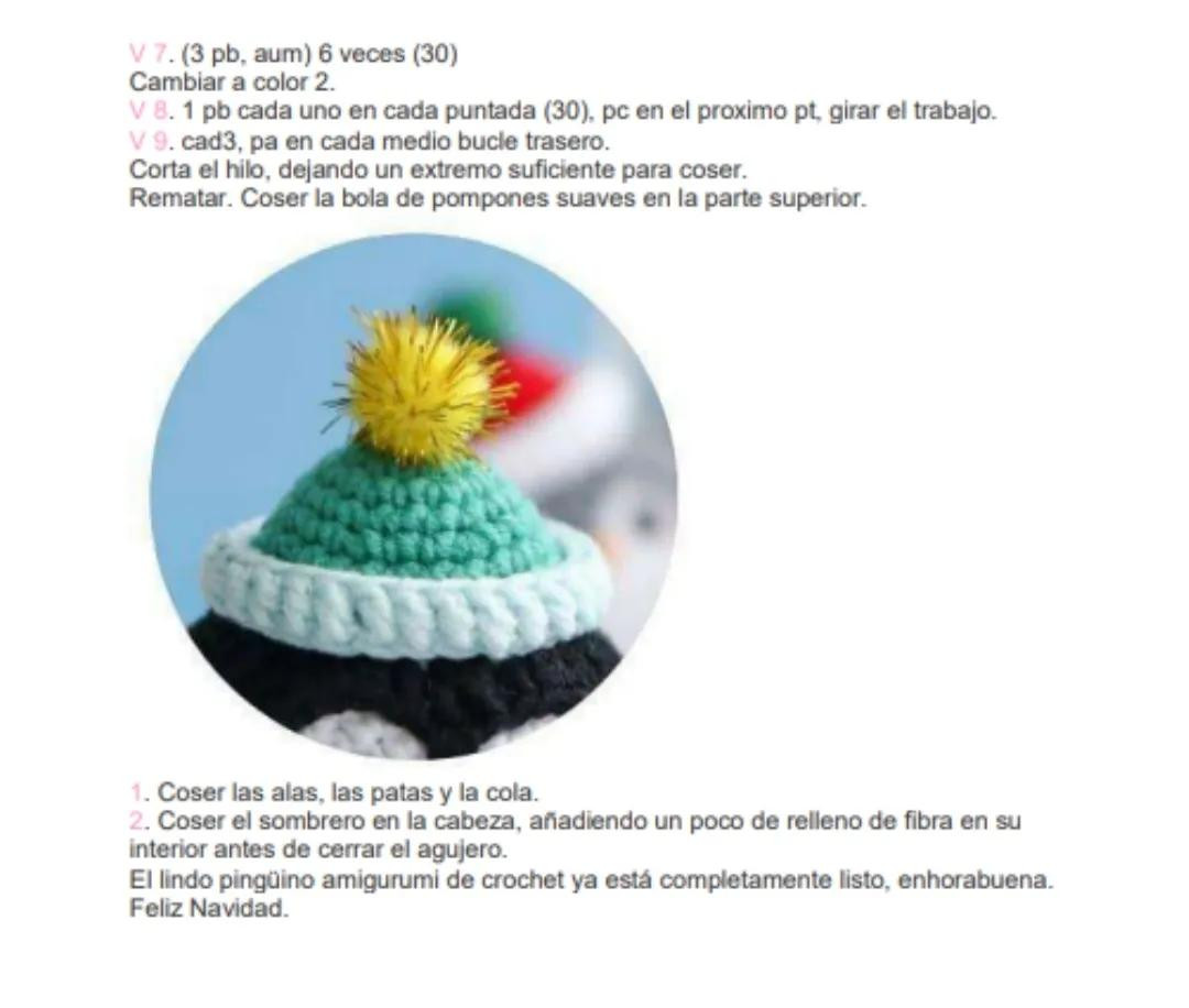 Patrón de Crochet para Pingüino Amigurumi con Sombrero