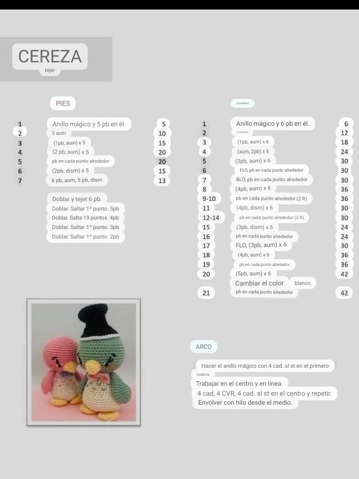 Patrón de crochet Pingüino Amigurumi Cereza