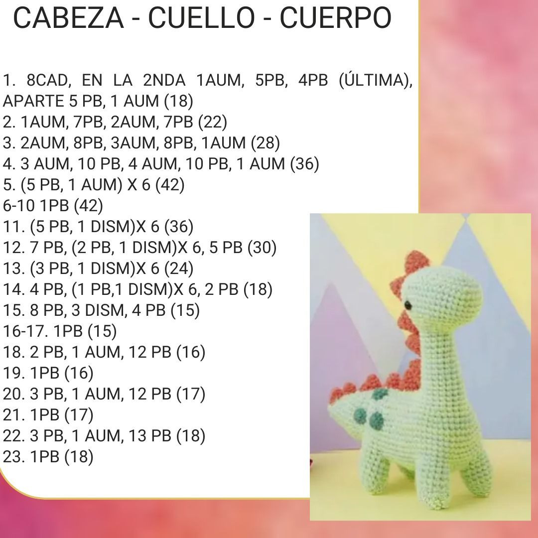 Patrón de Dinosaurio Móc Len: Hướng Dẫn Chi Tiết Từng Bước