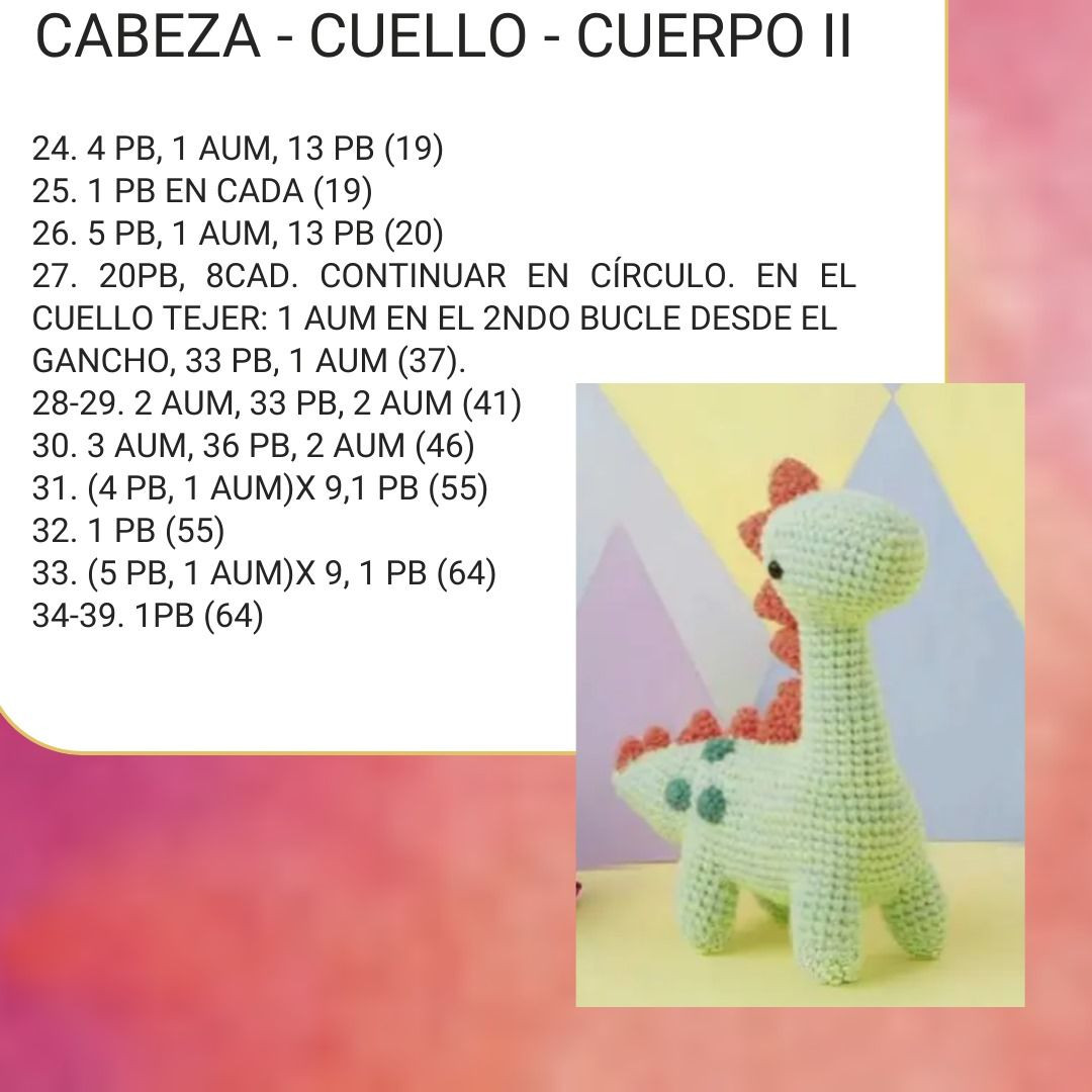 Patrón de Dinosaurio Móc Len: Hướng Dẫn Chi Tiết Từng Bước