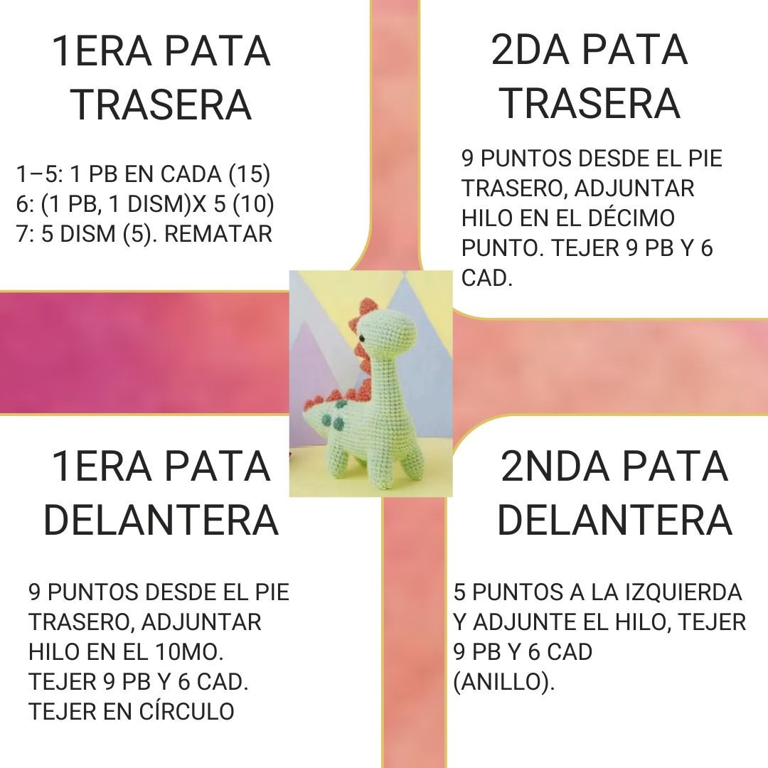 Patrón de Dinosaurio Móc Len: Hướng Dẫn Chi Tiết Từng Bước