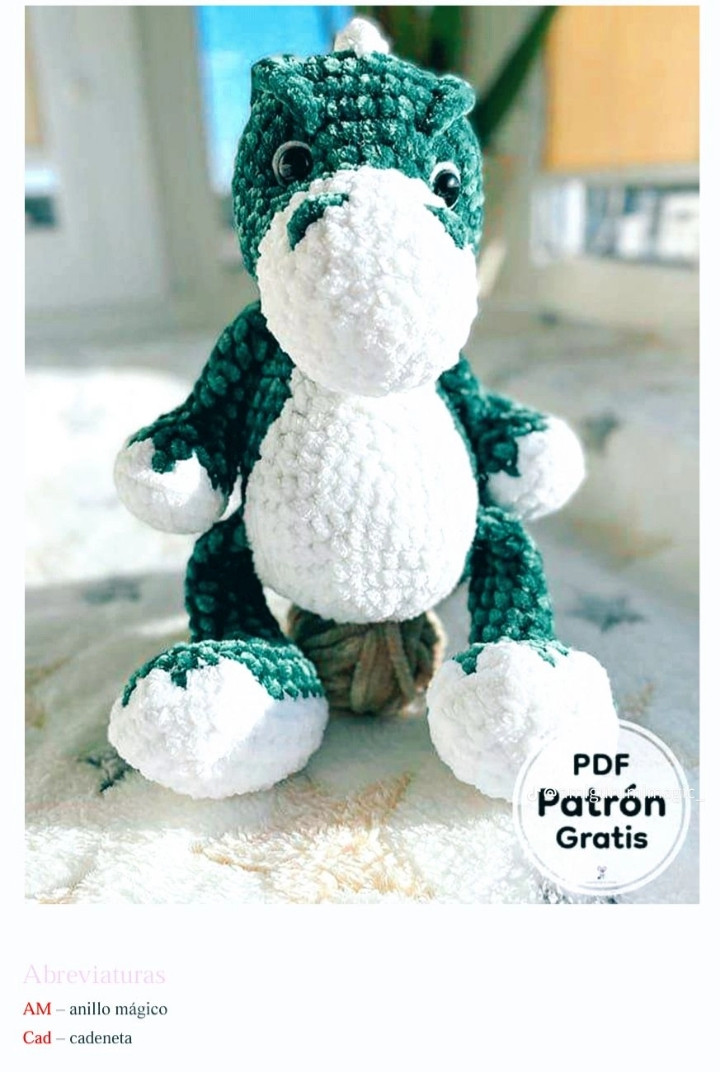 Patrón de dragón amigurumi verde y blanco gratis