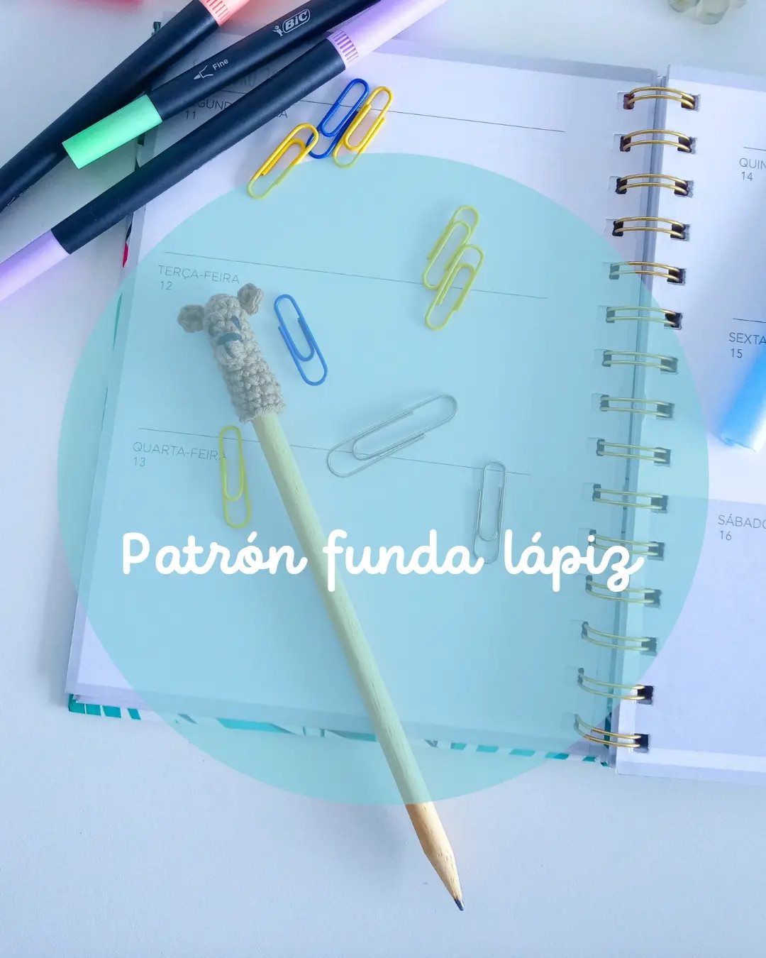 Patrón de funda para lápiz con diseño de oso