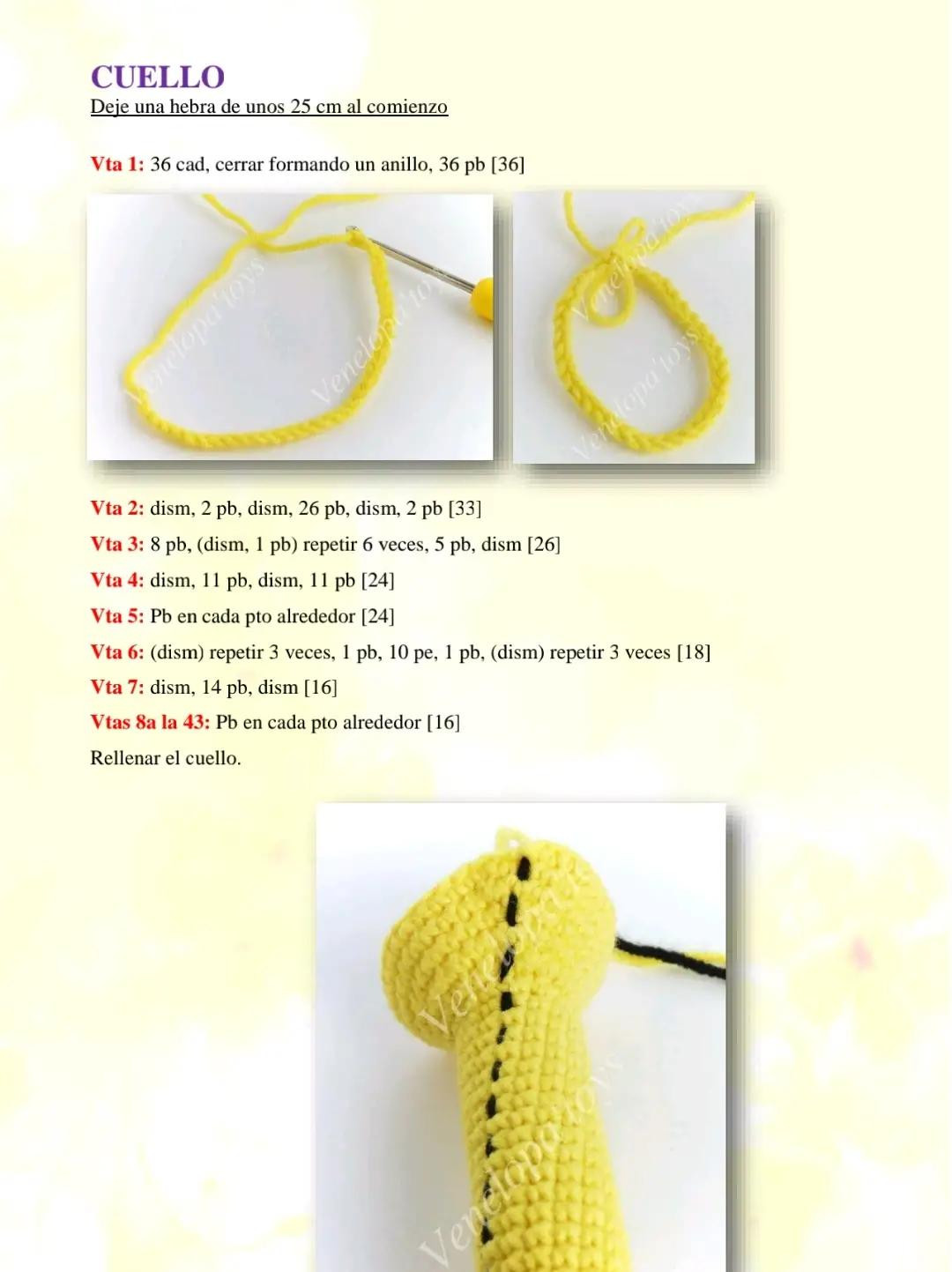 Patrón de gacela amigurumi amarillo y naranja