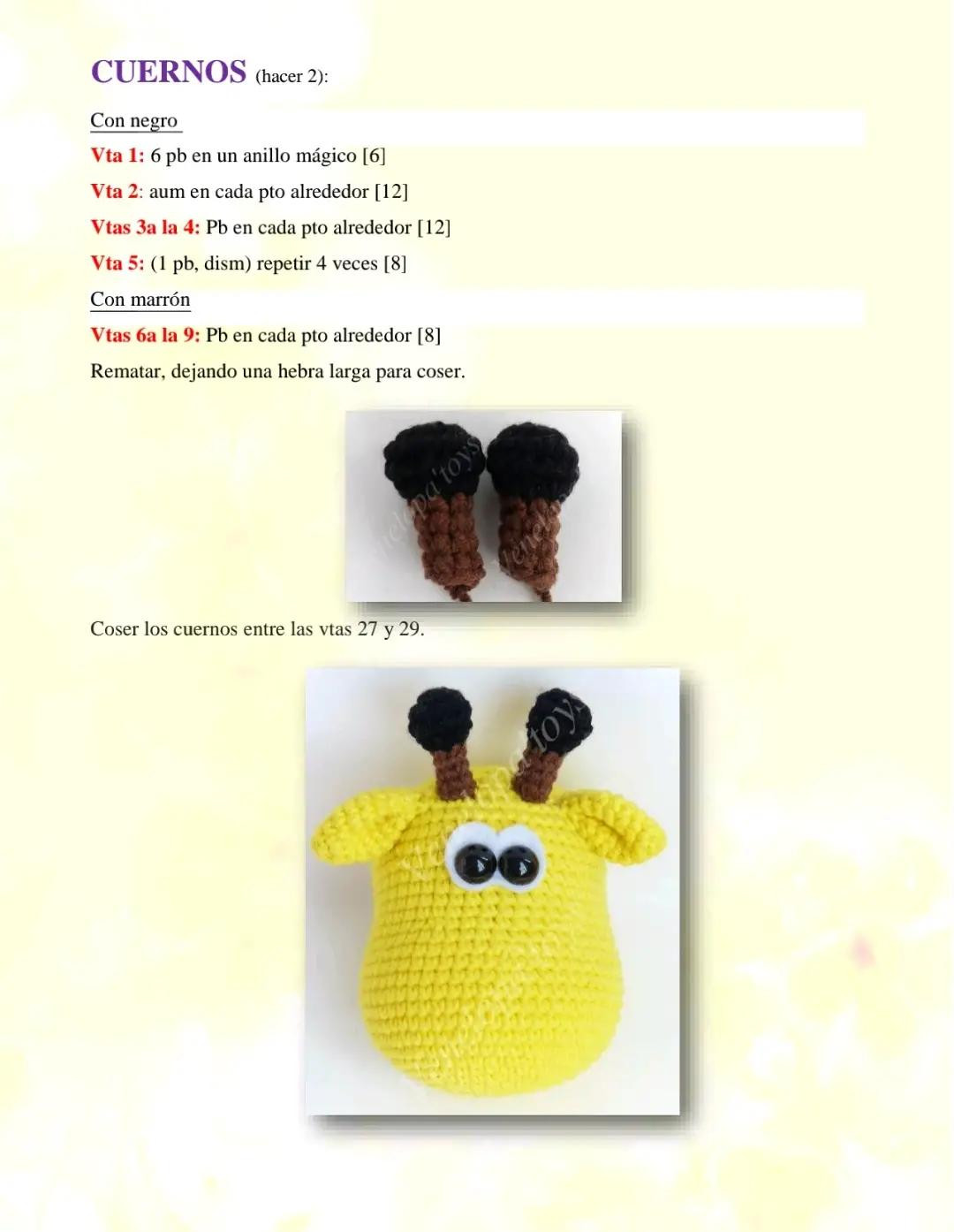 Patrón de gacela amigurumi amarillo y naranja