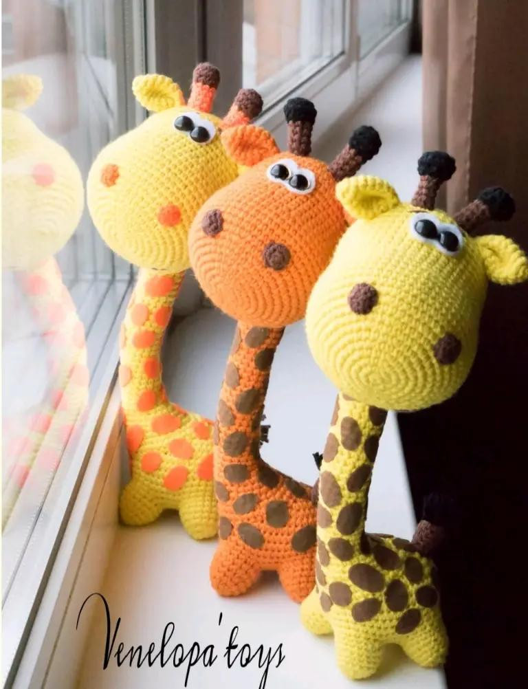 Patrón de gacela amigurumi amarillo y naranja