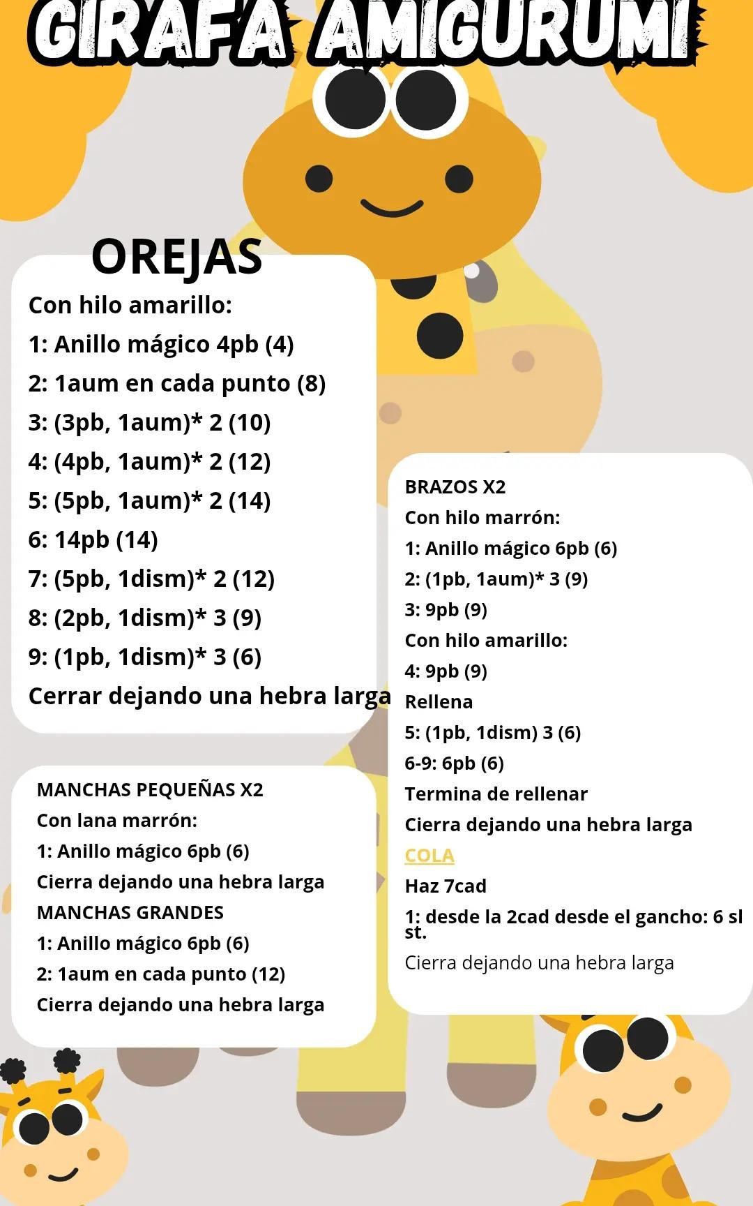 Patrón de gacela amigurumi tejido a crochet, amarilla con manchas marrones