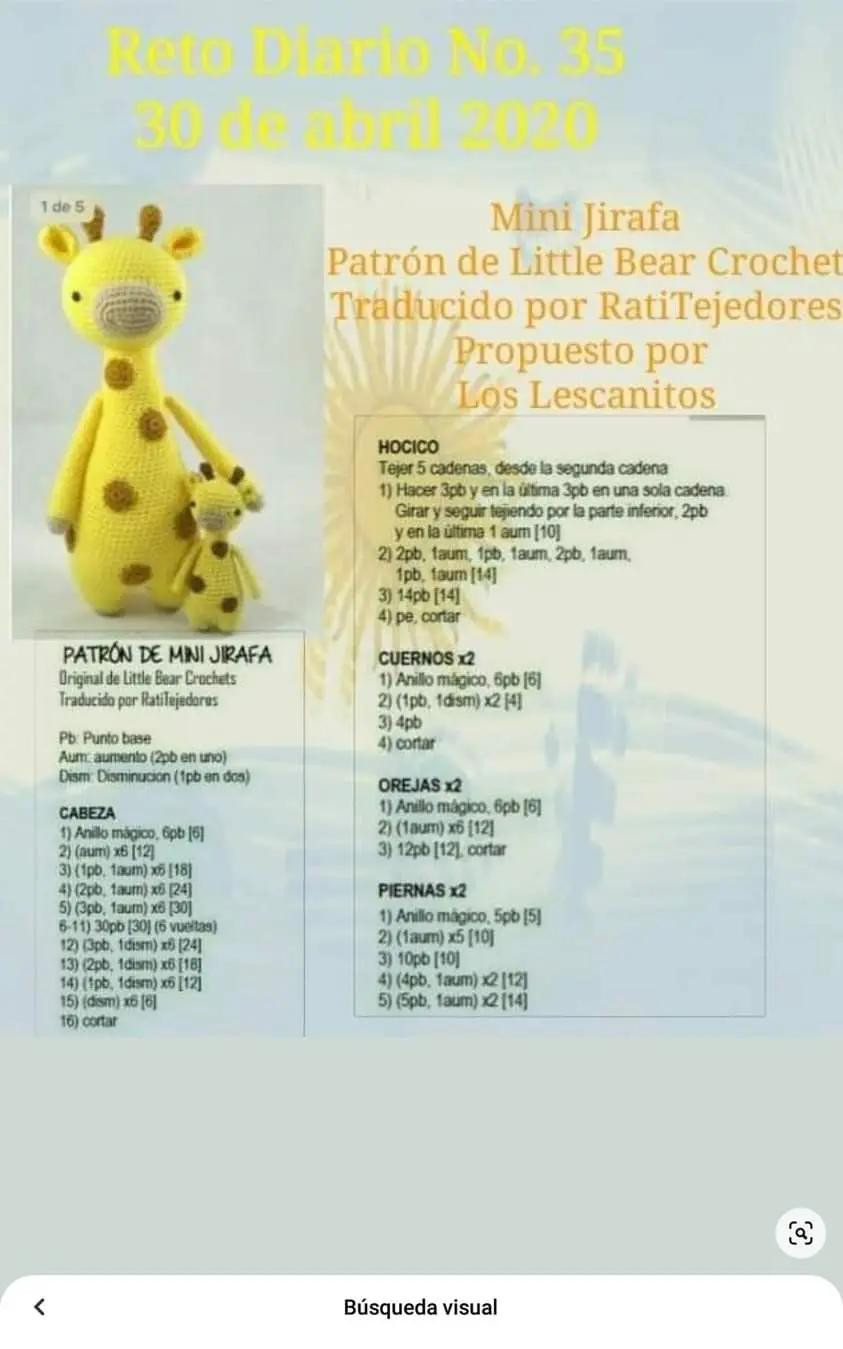 Patrón de gacela mini amigurumi amarilla con manchas marrones para tejer a crochet