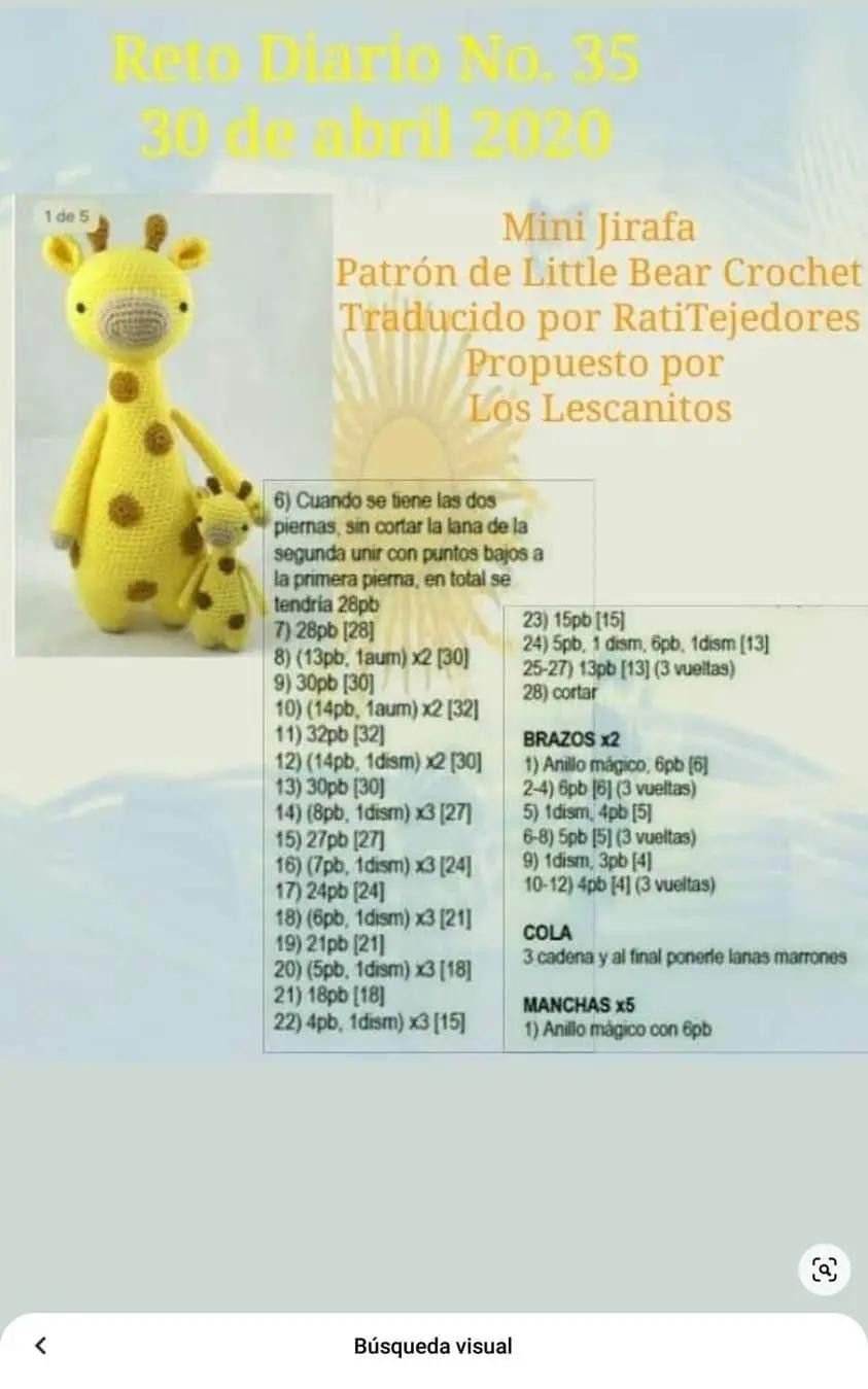 Patrón de gacela mini amigurumi amarilla con manchas marrones para tejer a crochet