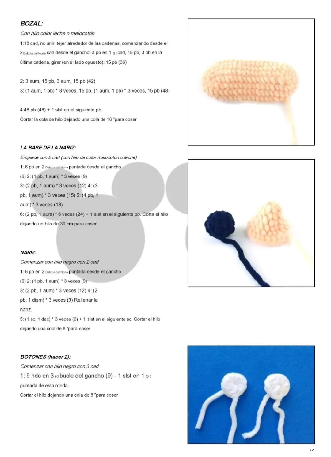 Patrón de ganchillo Amigurumi Mickey Mouse con instrucciones paso a paso