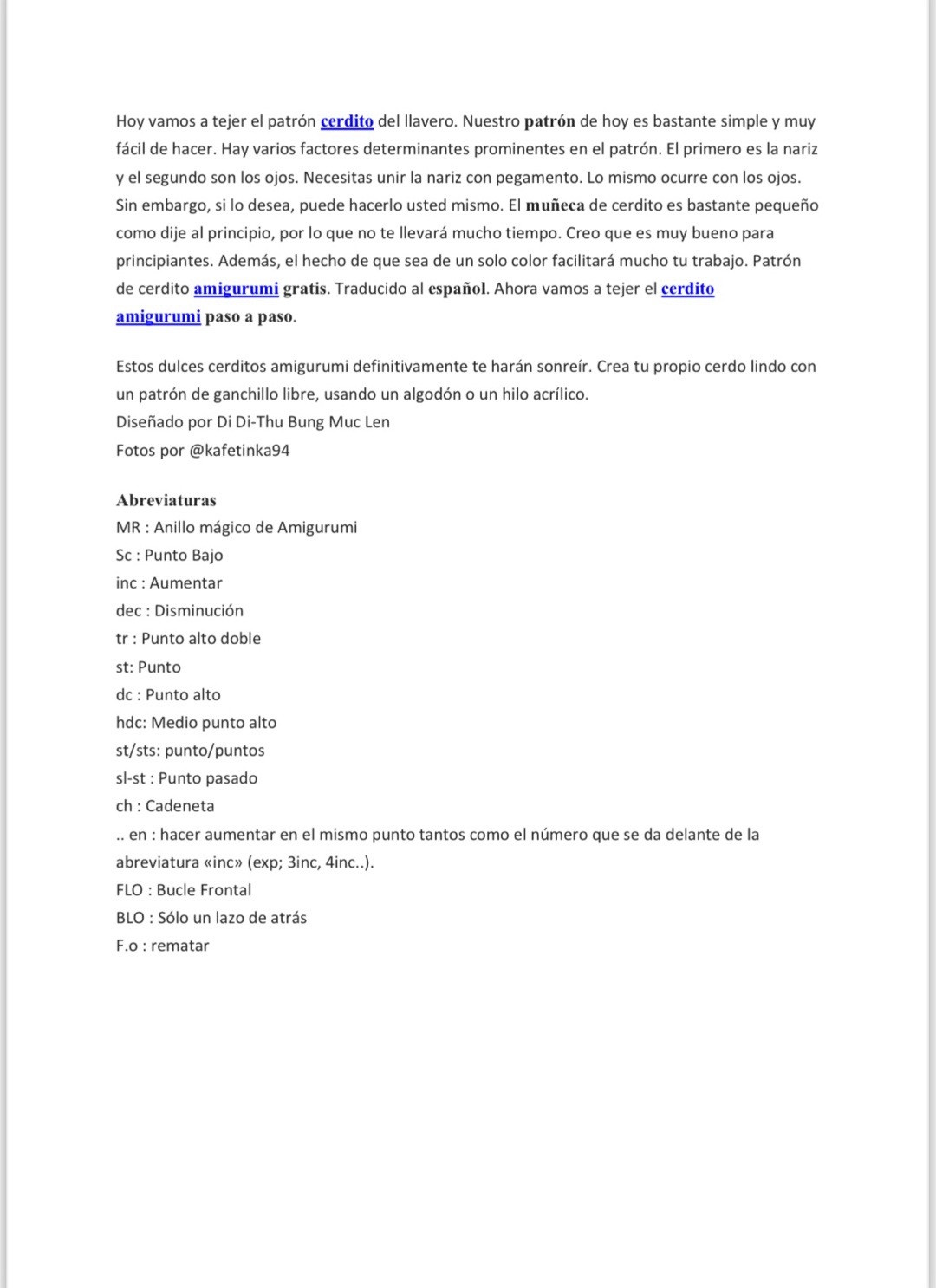 Patrón de ganchillo gratis para cerdito amigurumi rosa con instrucciones paso a paso