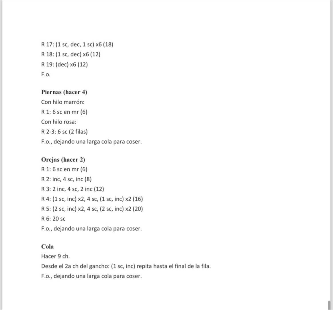 Patrón de ganchillo gratis para cerdito amigurumi rosa con instrucciones paso a paso