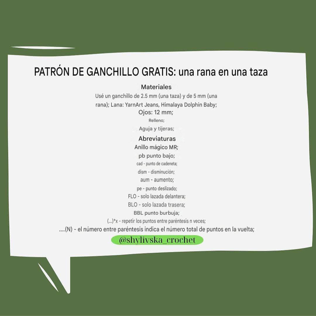 Patrón de ganchillo gratis: una rana en una taza