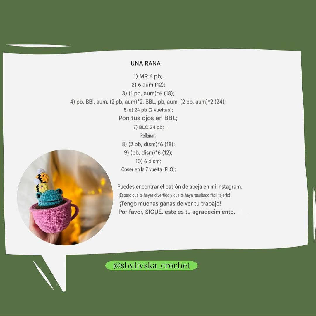 Patrón de ganchillo gratis: una rana en una taza