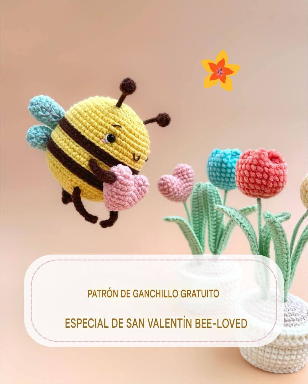 Patrón de Ganchillo Gratuito: Abeja Amigurumi San Valentín