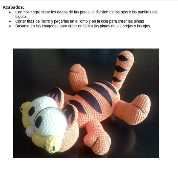 Patrón de Ganchillo Gratuito: Garfield el Gato Naranja con Vetas Negras