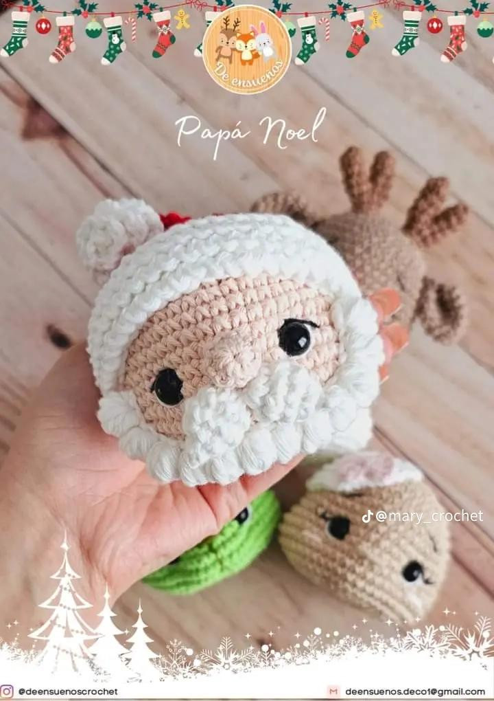 Patrón de ganchillo gratuito para esferas navideñas amigurumi