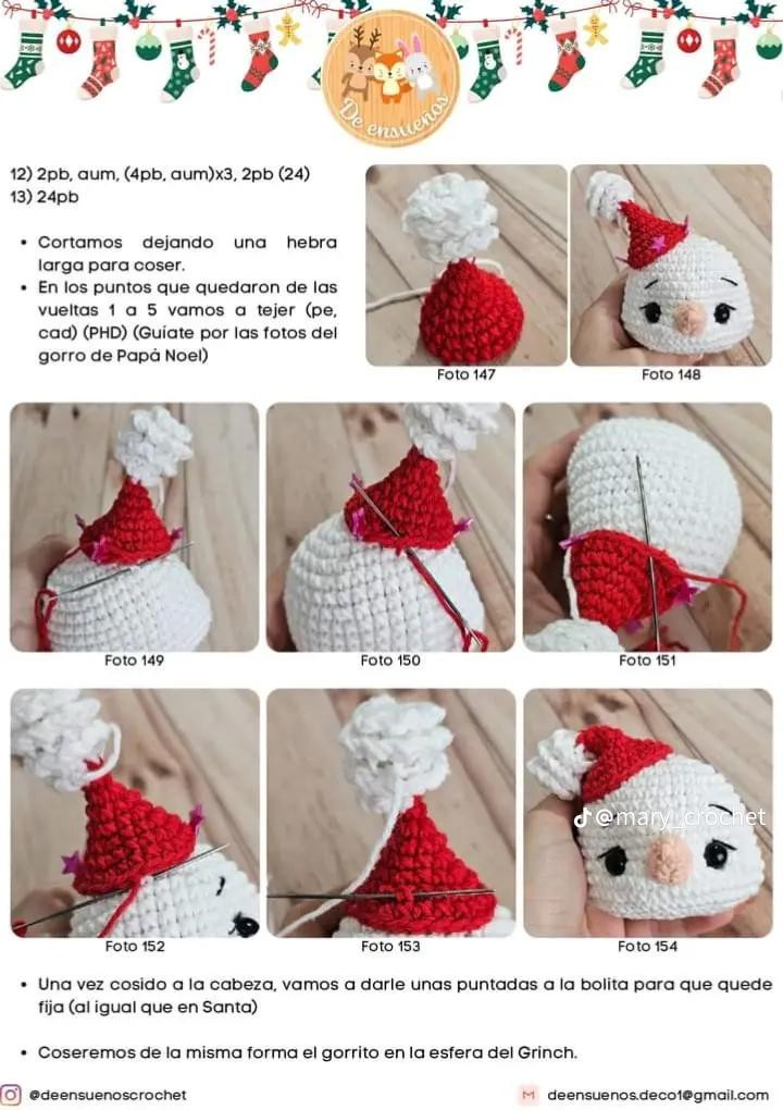 Patrón de ganchillo gratuito para esferas navideñas amigurumi