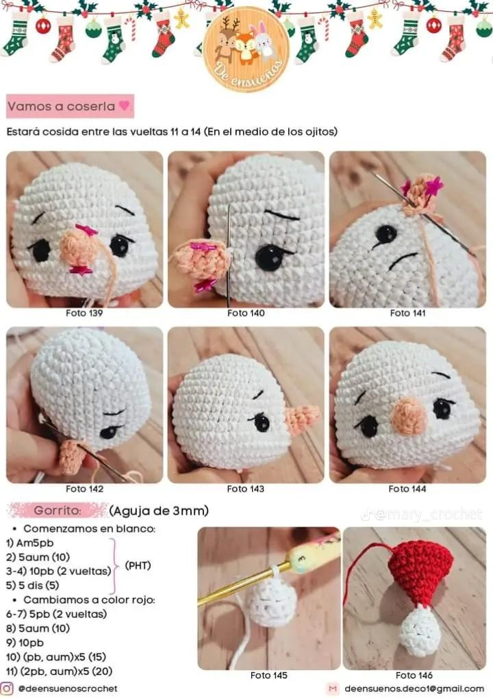 Patrón de ganchillo gratuito para esferas navideñas amigurumi