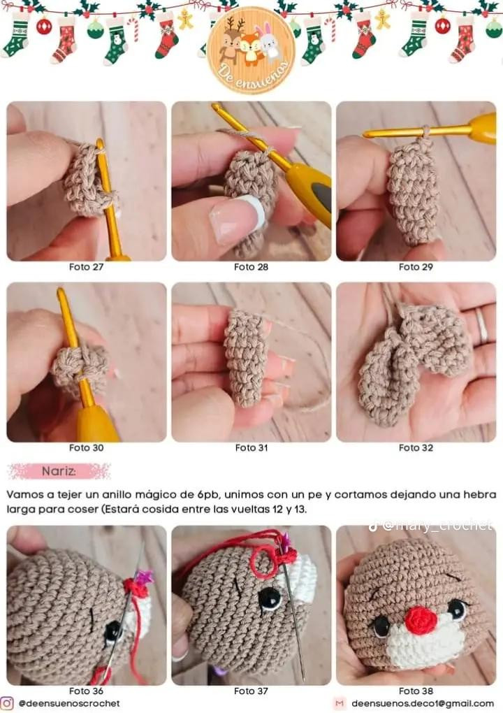 Patrón de ganchillo gratuito para esferas navideñas amigurumi