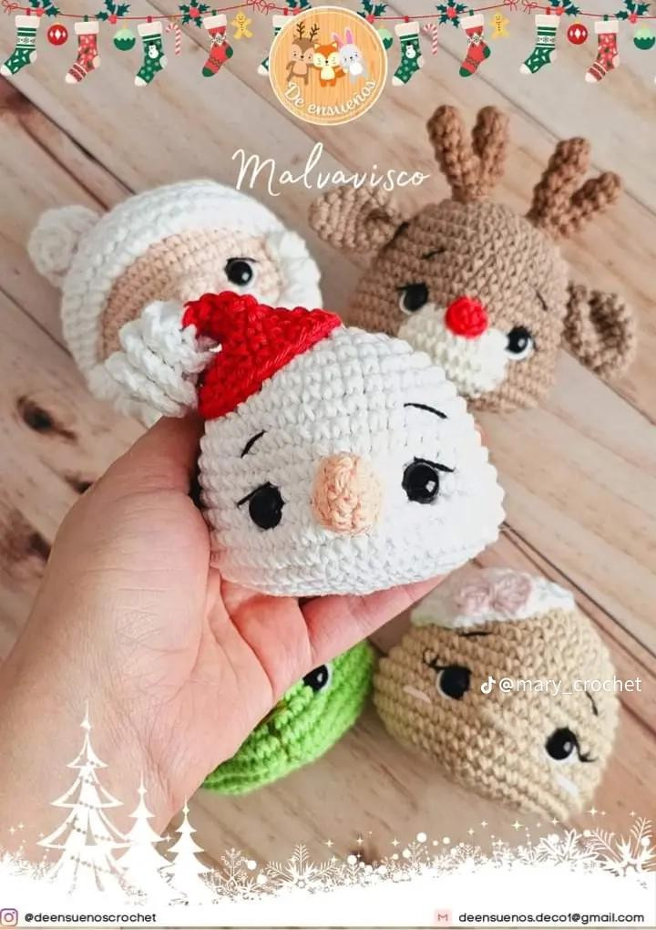 Patrón de ganchillo gratuito para esferas navideñas amigurumi