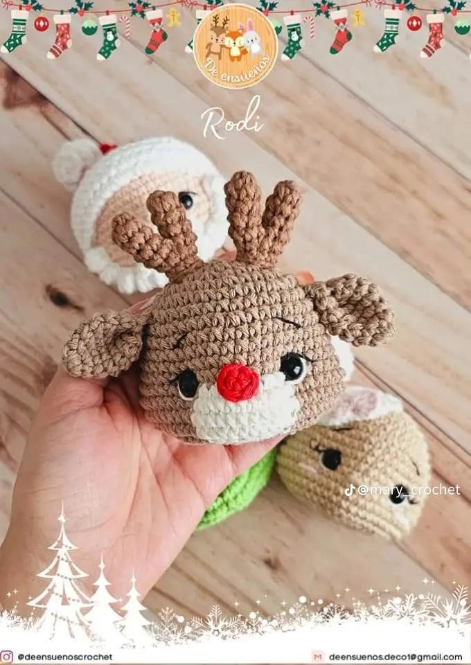 Patrón de ganchillo gratuito para esferas navideñas amigurumi