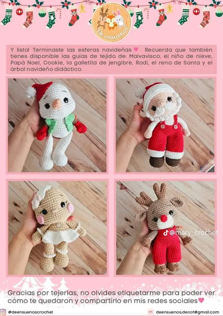Patrón de ganchillo gratuito para esferas navideñas amigurumi