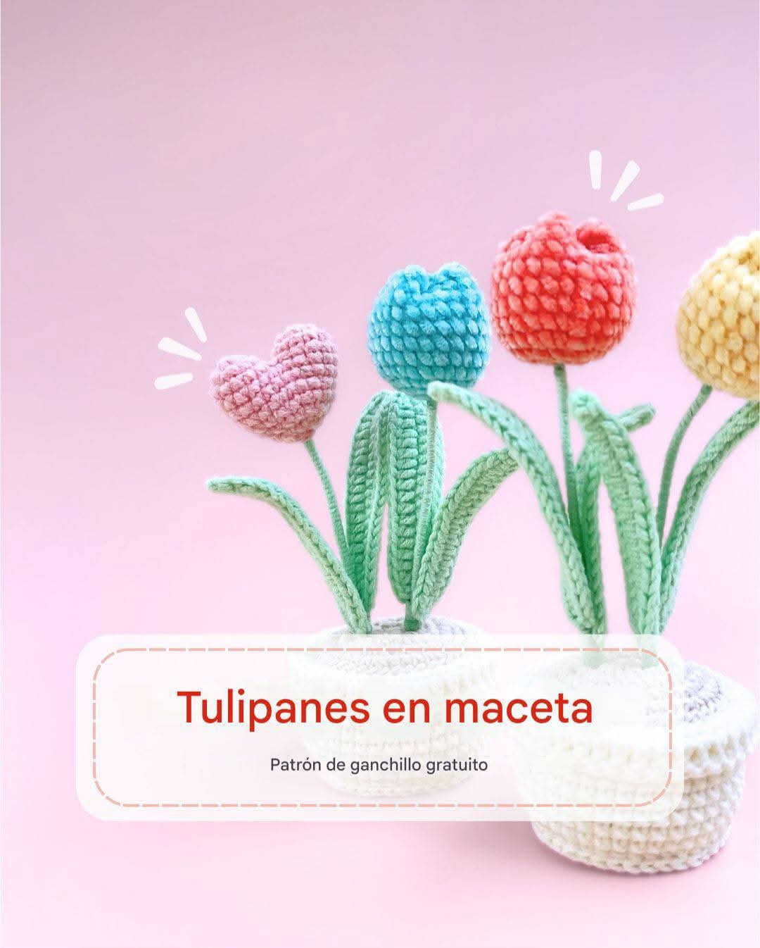 Patrón de ganchillo gratuito: Tulipanes en maceta