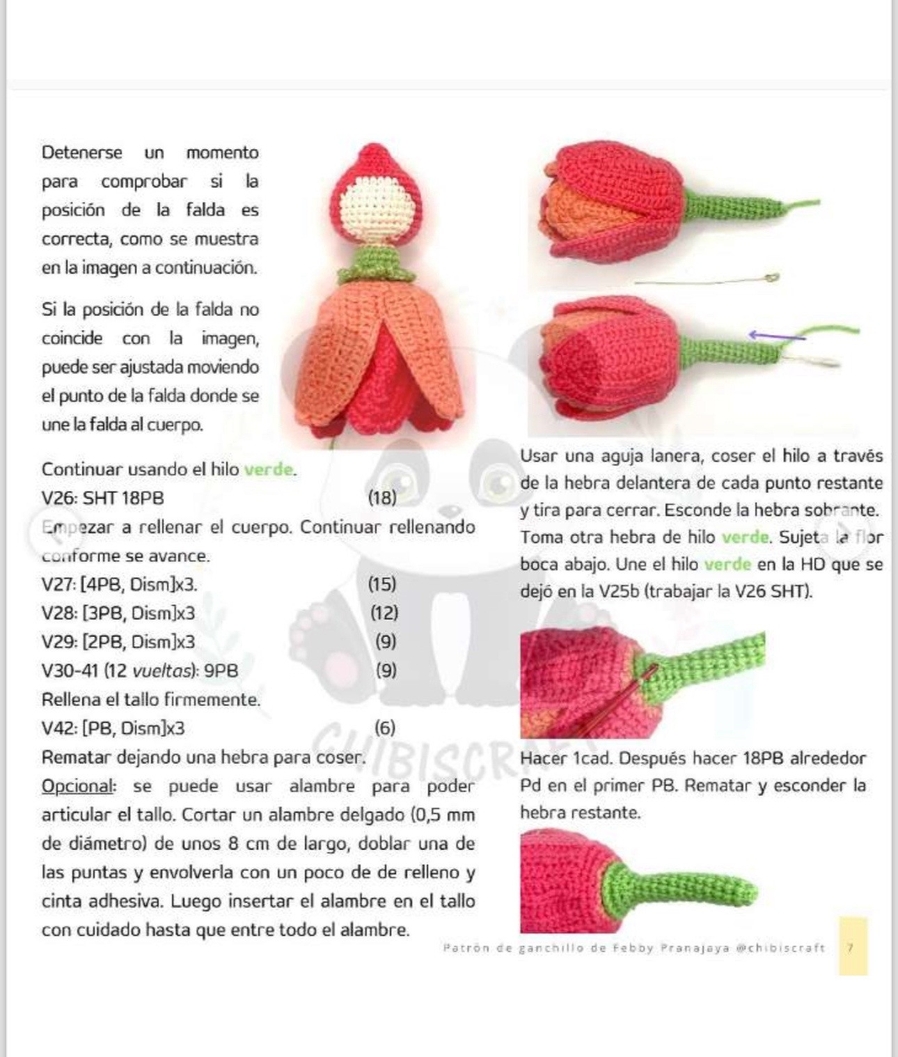 Patrón de ganchillo Hada Tulipán Reversible