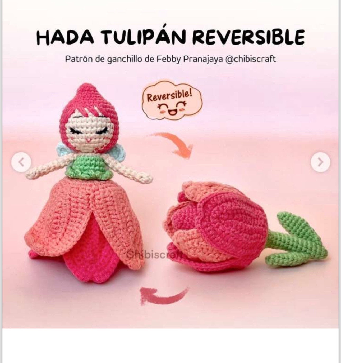 Patrón de ganchillo Hada Tulipán Reversible