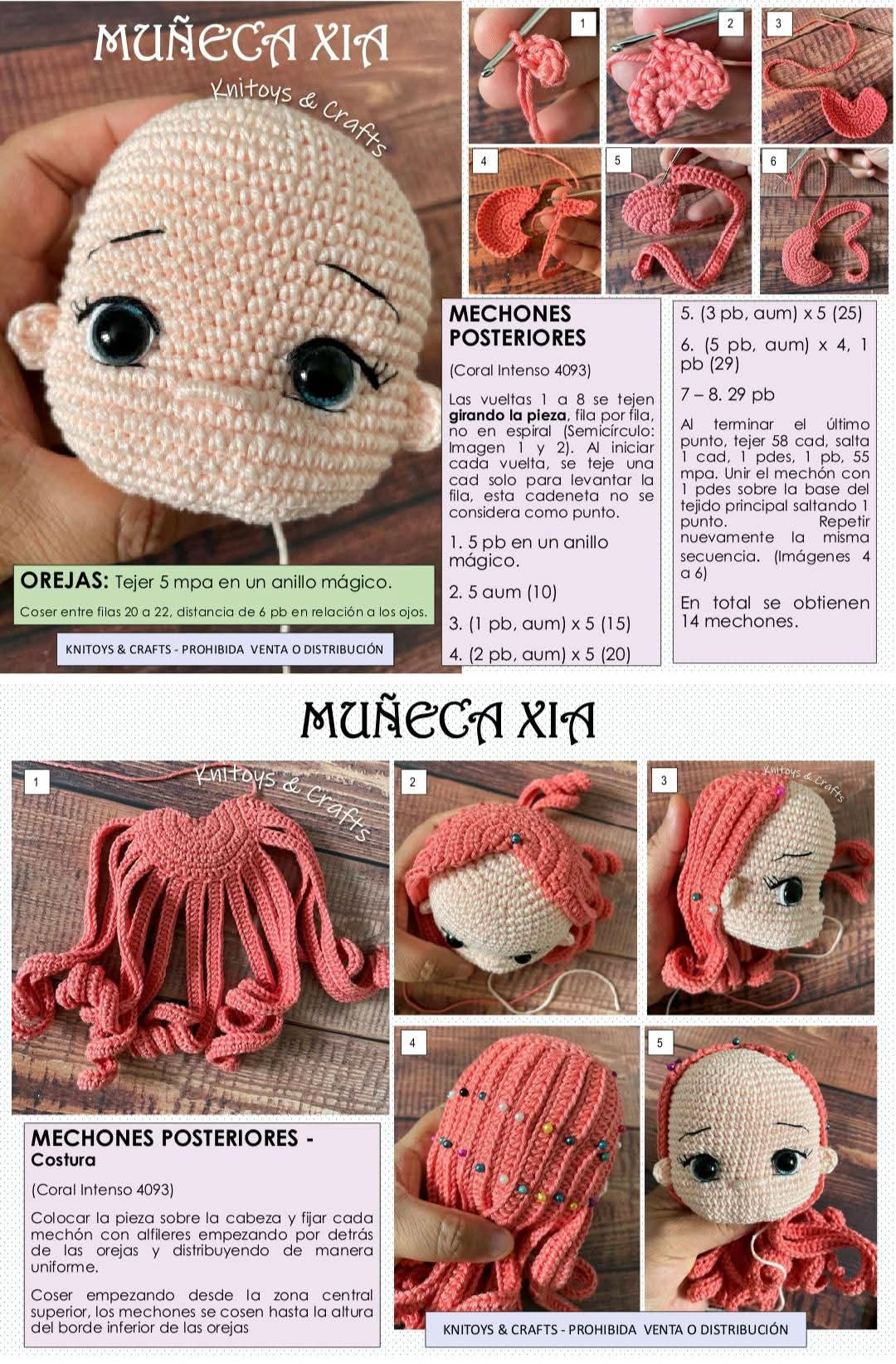 Patrón de Ganchillo Muñeca Amigurumi Xia con Dragón