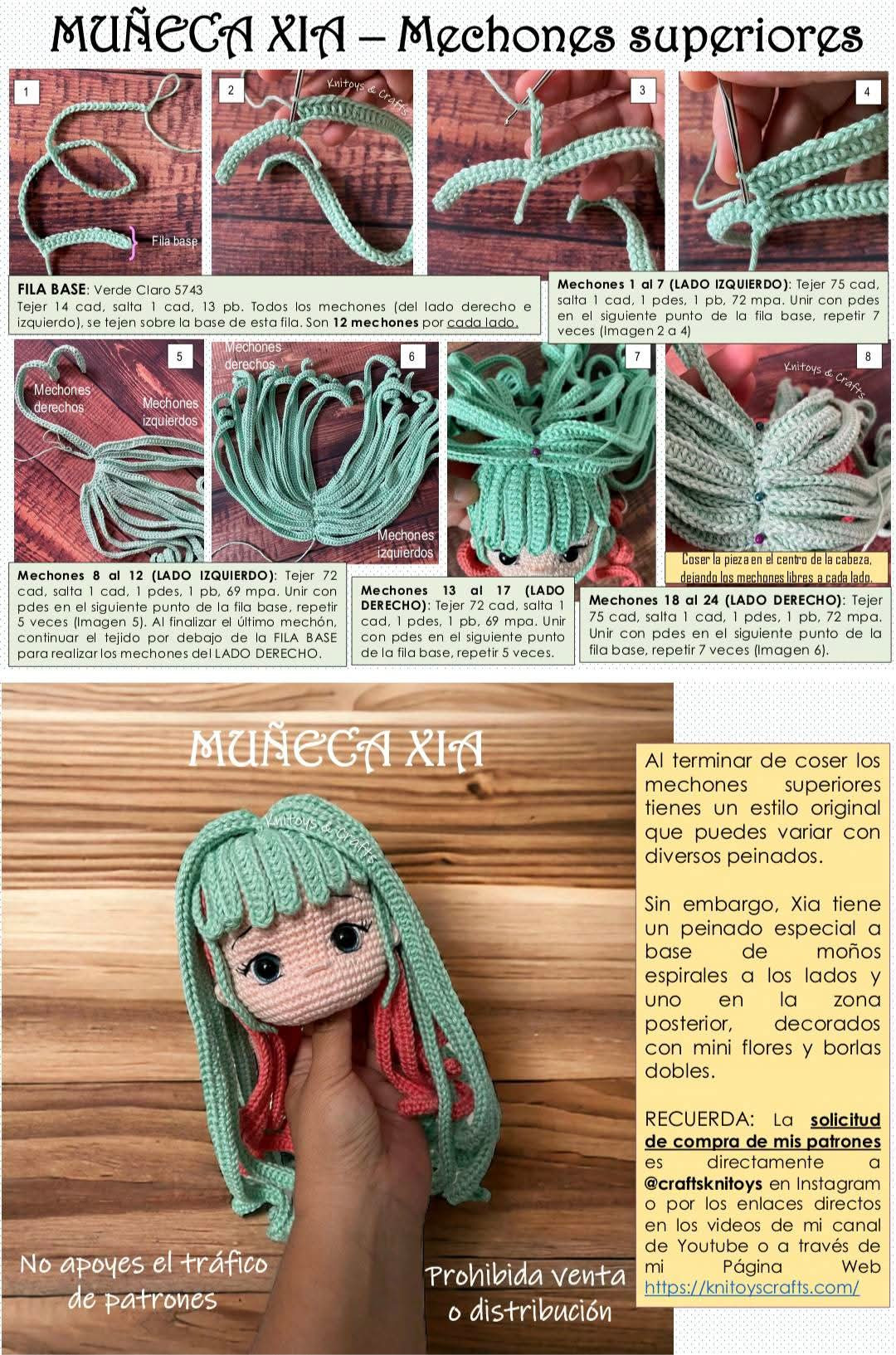 Patrón de Ganchillo Muñeca Amigurumi Xia con Dragón