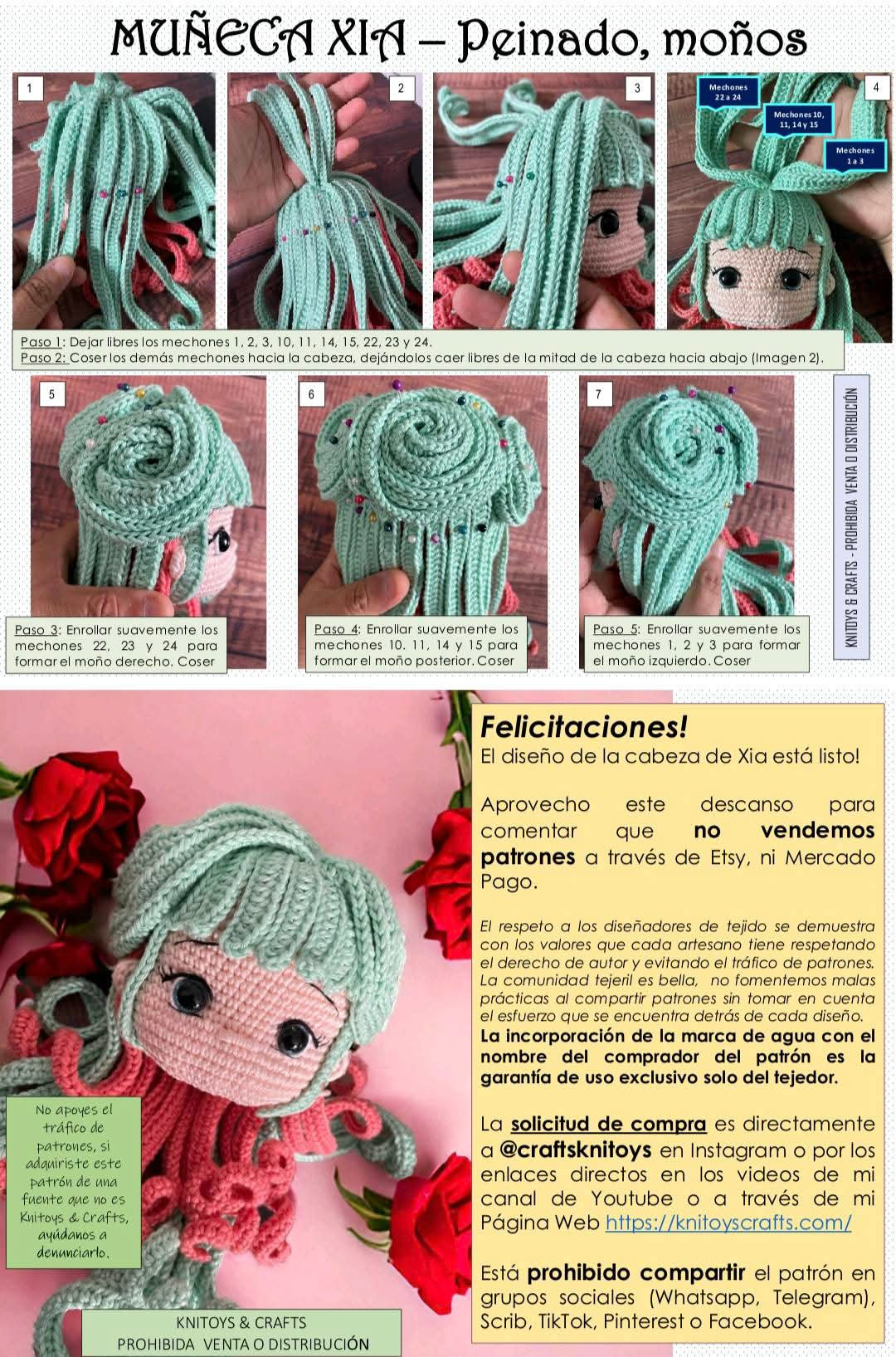 Patrón de Ganchillo Muñeca Amigurumi Xia con Dragón