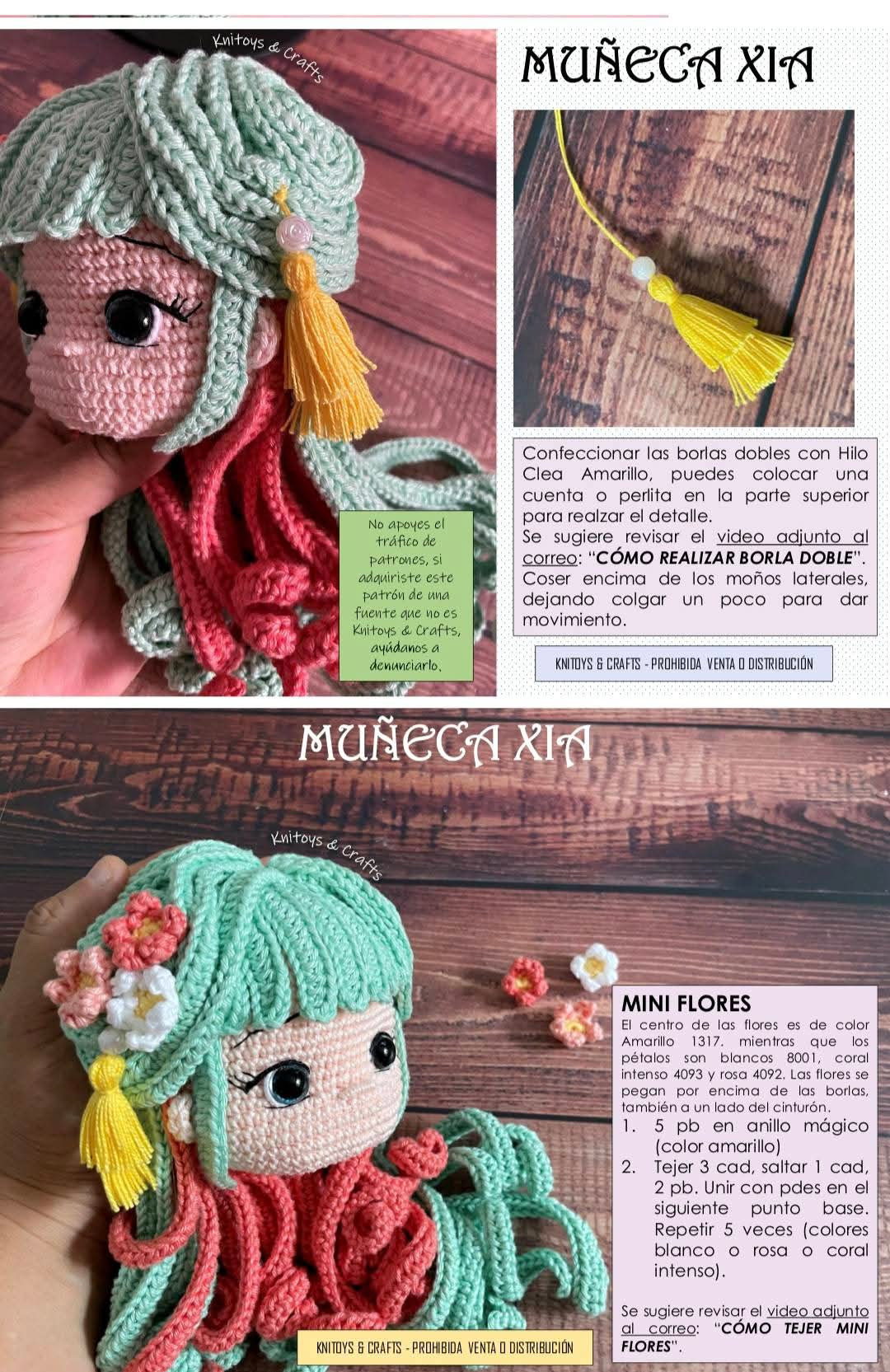 Patrón de Ganchillo Muñeca Amigurumi Xia con Dragón