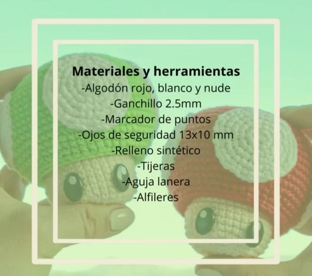 Patrón de ganchillo para amigurumi hongo Mario Bros