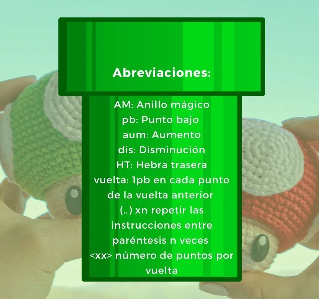 Patrón de ganchillo para amigurumi hongo Mario Bros