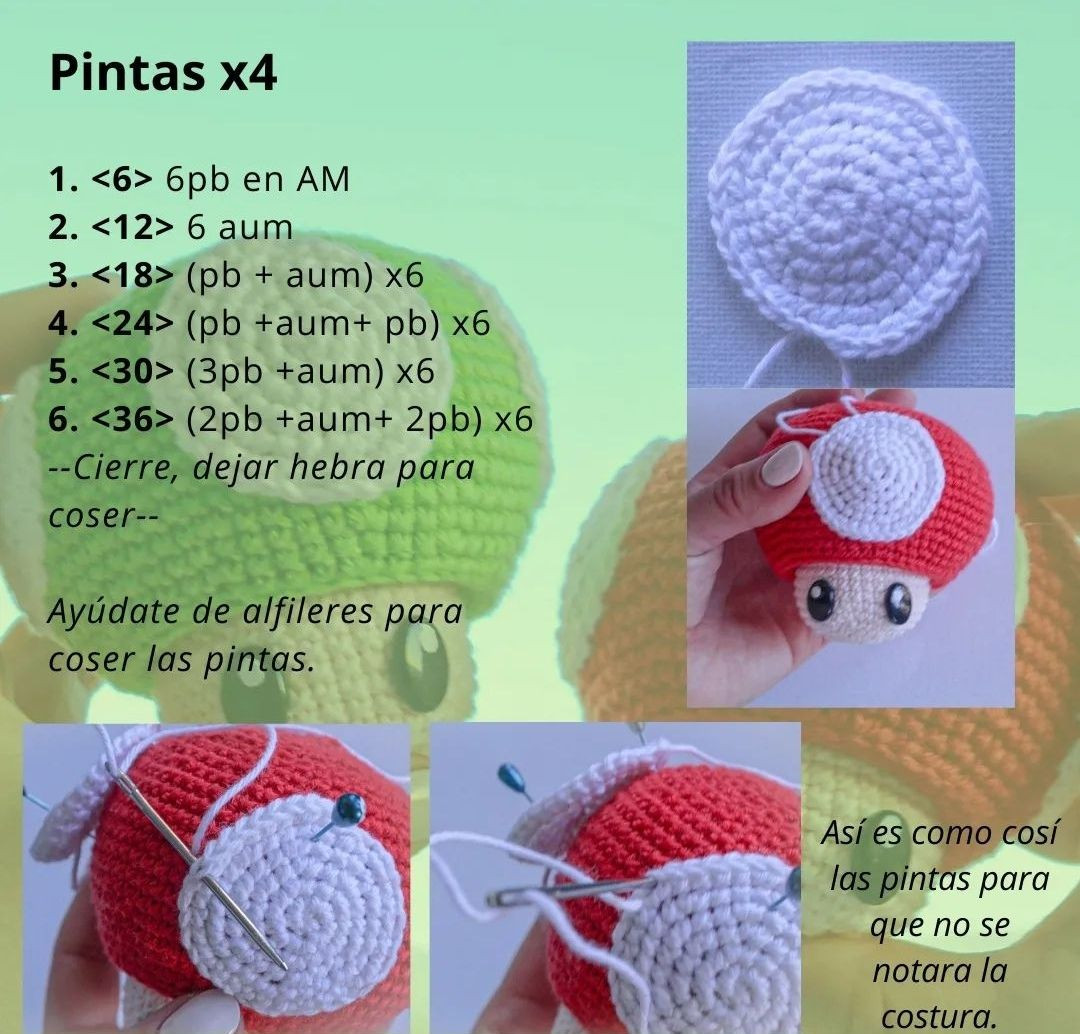 Patrón de ganchillo para amigurumi hongo Mario Bros